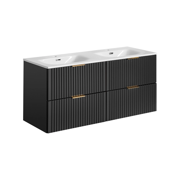 Zestaw dwie szafki wiszące z umywalką 120 cm Adel Black SET -ADB SKY 120 CM, Comad